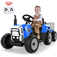 METAKOO Tractor Eléctrico con Remolque- Vehículo Eléctrico de Batería 12V 7Ah para Niños- Control Remoto 2.4G- 2+1…